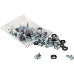 Intellinet Cage Nut Set, 100 Pack M6 Nuts, Bolts and Washers, Suitable for Network Cabinets/Server Racks, Plastic Storage Jar, Lifetime Warranty rack skruer, møtrikke og pakningsskiver