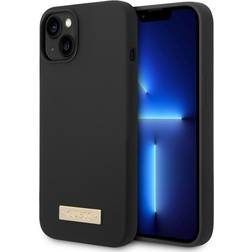 Guess iPhone 14 Plus Skal Silicone Metal Plate MagSafe Svart