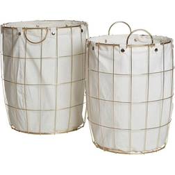 Premier Housewares Round Laundry Baskets - Gold - Set of 2