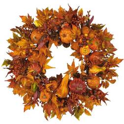 Nearly Natural 28" Harvest Pumpkin Wreath