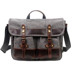 TSD Brand Valley Trail Canvas Crossbody Bag Gray