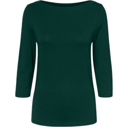 Vero Moda Panda Modal Boatneckline 3/4 Sleeved Top - Green/Pine Grove