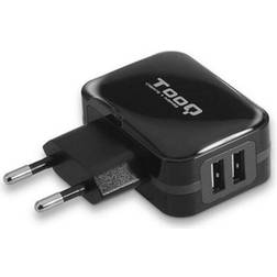 Tooq tqwc-1s02 cargador de pared 2 usb negro