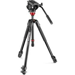 Manfrotto 500 Fluid Video Head, 190X Video Aluminum Tripod, Leveling Column