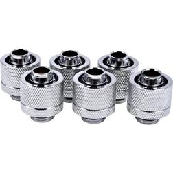 AlphaCool Eiszapfen 16/10mm Chrome Compression Fitting Six Pack