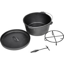 vidaXL Casserole De Cuisson En Fonte Type Four Hollandais Noir avec couvercle