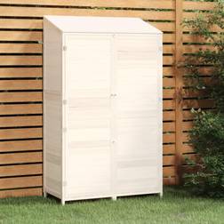 vidaXL Remise de Jardin Blanc 102x52x174,5 cm Bois de Sapin Solide (Surface du bâtiment )