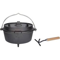 Esschert Design Casseruola di Ghisa 6,5 L Nera FF235 Nero con coperchio