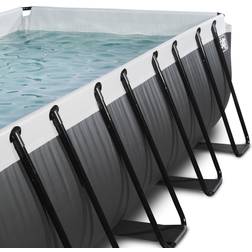 Exit Toys Piscine couverte Black Leather 400x200x122cm avec pompe filtrante à sable noir Noir