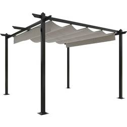 vidaXL havepavillon med sammenrulleligt tag 3x3 cremefarvet