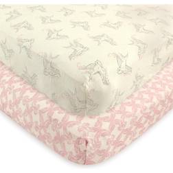 Touched By Nature 2-Pack Bird Organic Cotton Fitted Crib