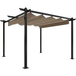 vidaXL Pergola Da Giardino Con Tetto Retrattile 3 x 3 M Tortora