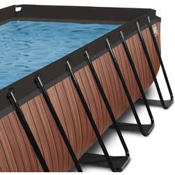 Exit Toys Piscina Frame Pool 4x2x1,22m (filtro a sabbia 12v) trama in legno copertura marrone