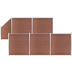 vidaXL Pannelli Recinzione 5 Quadrati 1 Inclinato 965x186 cm Marrone Arredo Giardino