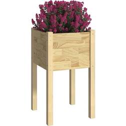 vidaXL Jardineras 2 Unidades Madera Maciza De Pino 40x40x70 cm - Marrón