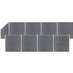 vidaXL Set de Valla 8 Cuadradas + 1 Oblicua Wpc Gris 1484x186 cm