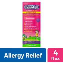 Children's Benadryl Allergy Plus Congestion Relief Liquid - Grape