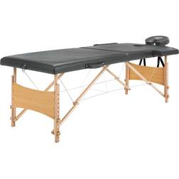 vidaXL massagebord med 2 zoner træstel antracitgrå 186 x 68 cm
