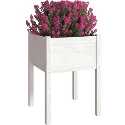 vidaXL Fioriere da Giardino 2 pz Bianche 50x50x70 cm Massello di Pino