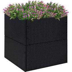 vidaXL Garden Planter Black 80x80x80 Poly Rattan