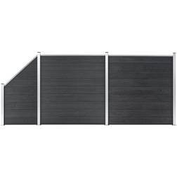 vidaXL Pannelli Recinzione WPC 2 Quadrati 1 Inclinato 446x186 cm Grigi