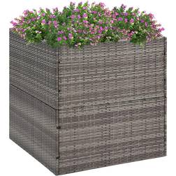 vidaXL Jardinière Gris 80 x 80 x 80 cm Résine Tressée