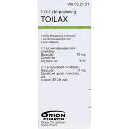 Toilax, enterotablett rektalsuspension 5 mg + 10 mg/5 1 st