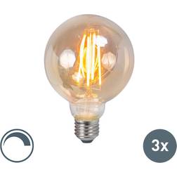 Luedd Set med 3 LED glödlampa E27 5W 2200K G95 rökdämpningsbar