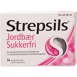 Strepsils Jordbær Sukkerfri 0,6+1,2 mg 36