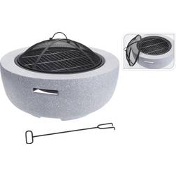 ProGarden Brasero Con Rejilla BBQ Redondo Gris Claro 60x25 cm