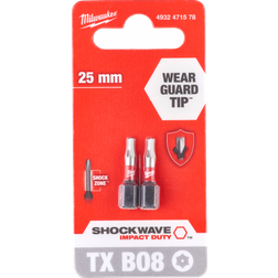 Milwaukee Slagbits Shockwave Impact Duty TX/BO8×25mm pk/2