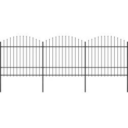 vidaXL Garden Fence with Spear Top Steel 1.5-1.75x5.1