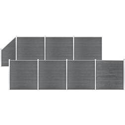 vidaXL WPC Fence Set 7 Square+1 Screen