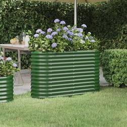 vidaXL Garden Planter Powder-coated Steel 114x40x68 Green Green