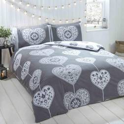 MCU Hearts Scandi Duvet Cover Duvet Cover Grey (200x200cm)