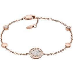 Fossil Women Halo Rose Gold-Tone Station Bracelet