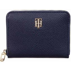 Tommy Hilfiger navy blue wallet with zip and brand details, blue.