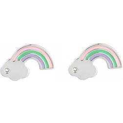 D For Diamond Rainbow Stud Earrings - Silver/Multicolour