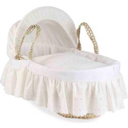 Clair De Lune Broderie Anglaise Palm Moses Basket With Traditional Skirt