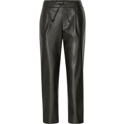 Vila Pantalon Droit Effet Cuir - Nero