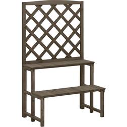 vidaXL Plant Stand with Trellis Solid Fir Wood Grey