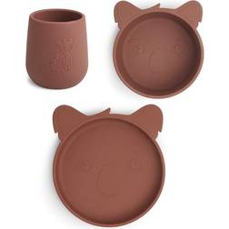 Nuuroo Judi silicone dinner set 3-pack Koala Mahogany