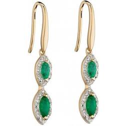 9ct Recolour Marquise Drop Emerald Earrings GE2343G