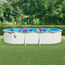 vidaXL Swimming Pool with Steel Wall Oval 610x360x120 cm White