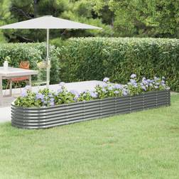 vidaXL Vaso Giardino Acciaio Verniciato a Polvere 368x80x36 cm Grigio