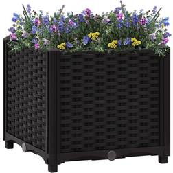 vidaXL Lit Surélevé Jardinière Bac à Fleurs Pot de Plantes 40x40x38 cm Polypropylène - Noir