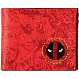 Marvel COMICS Deadpool Logo with Graffiti All-over Print Bi-fold Wallet, Red/Black MW763301DED