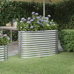 vidaXL Garden Planter Powder-coated Steel Silver Silver