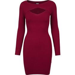 Urban Classics Ladies Cut Out Mini Knit Evening Dress - Ruby