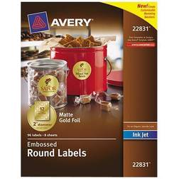 Avery Printable Embossed Foil Round Labels, 2